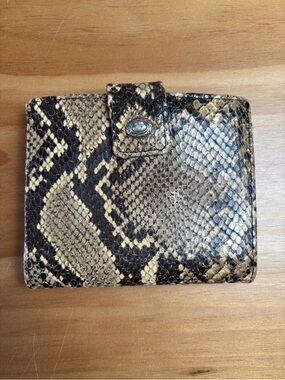 Brighton Wallet Snakeskin Bifold Snap Coin Purse Credit Card Holder